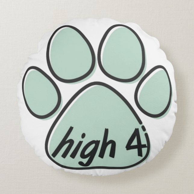 high four 4 dog  round pillow (Front)