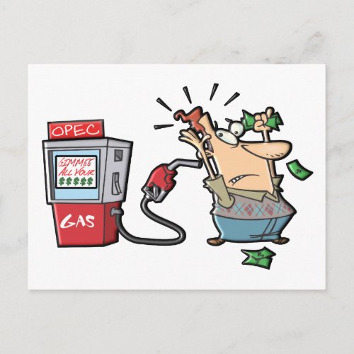 High Gas Prices Cartoon Characters Postcard