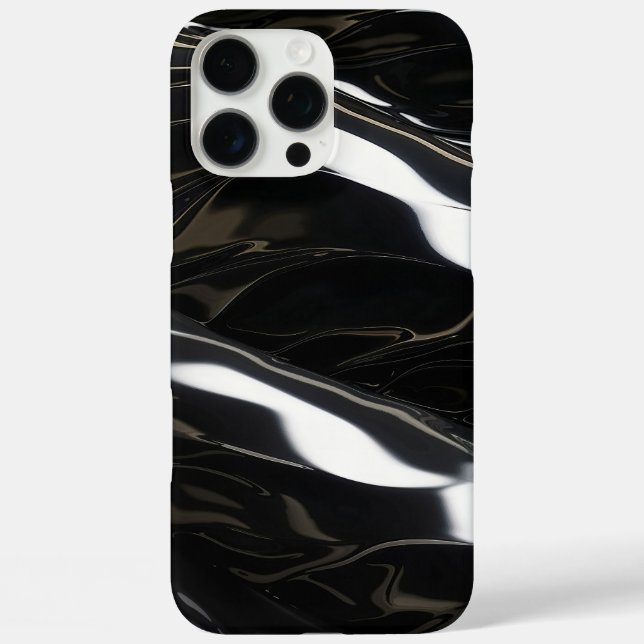 High-Gloss Black 3D Wave Texture Case-Mate iPhone Case (Back)