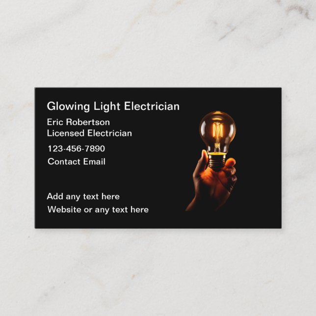 High Gloss Cool Electrician Business Cards  (Front)