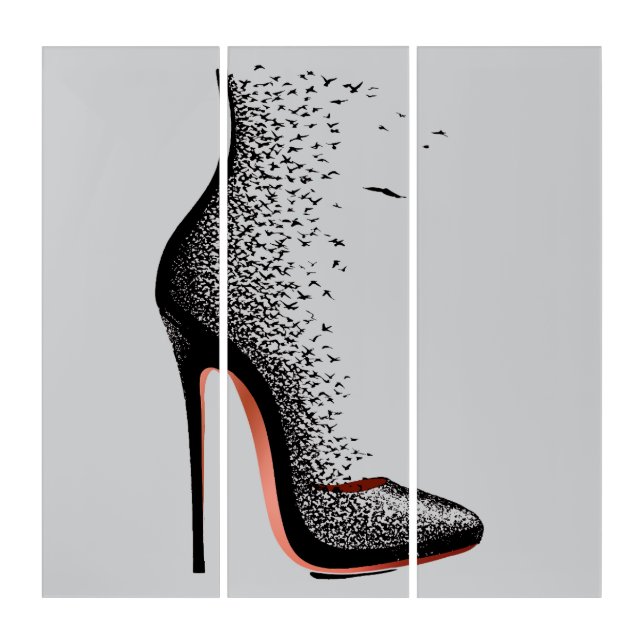 High Heel Birds Wall Art – Surreal Fashion Shoe (Front)