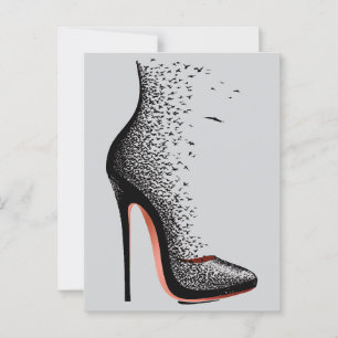 High Heel Birds Wall Art – Surreal Fashion Shoe Postcard