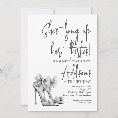 High Heel black bow 30th Birthday Party Invitation