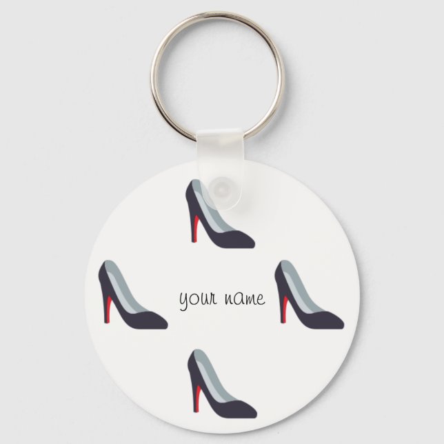 High Heel Emoji and '' Your Name Here " Keychain (Front)