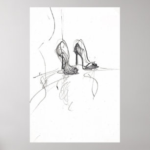 High Heel Fashion Sketch - Poster