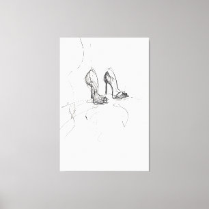 High Heel Fashion Sketch - Premium Canvas Print