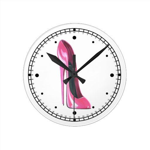 High heel Pink Stiletto shoe art Wall Clock | Zazzle