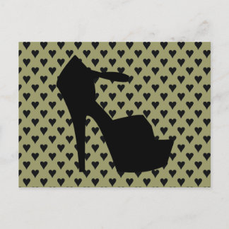 HIGH HEEL - PUMP IT UP SAGE ON STAGE HEARTS POSTCARD