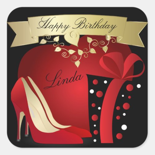 High Heel Pumps Birthday Celebration  Customize Square Sticker