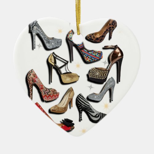 High Heel Shoe Collage Sparkle Fashion Pumps Ceramic Ornament