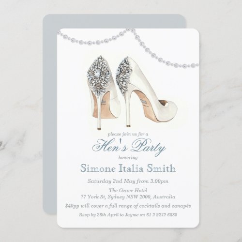 High Heel Shoe Couture Hens Party Invitation