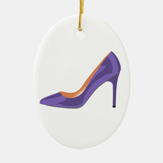 High Heel Shoe in Ultra Violet Ceramic Ornament (Front)