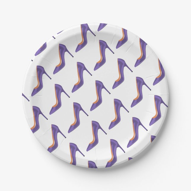 High Heel Shoe in Ultra Violet Paper Plates (Front)