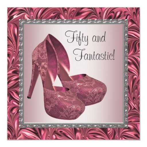 High Heel Shoe Womans Pink 50th Birthday Card | Zazzle