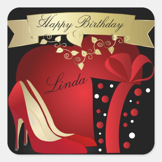 High Heel Shoes Birthday Celebration Square Sticker (Front)
