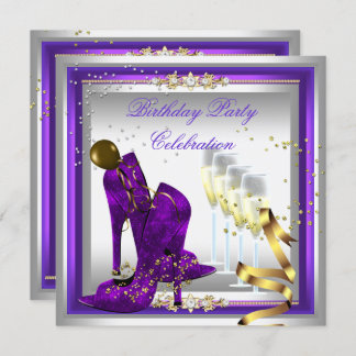 High Heel Shoes Champagne Gold Silver Purple Invitation