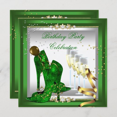 High Heel Shoes Champagne Green Gold Silver Invitation