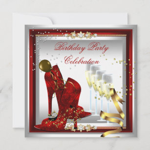 High Heel Shoes Champagne Red Gold Silver Invitation