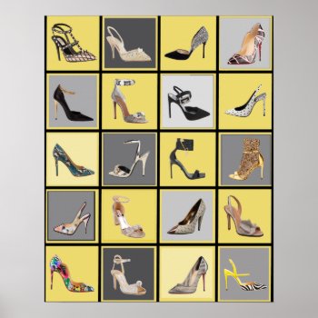 High Heel Shoes Collage Stiletto Poster by Lorriscustomart at Zazzle
