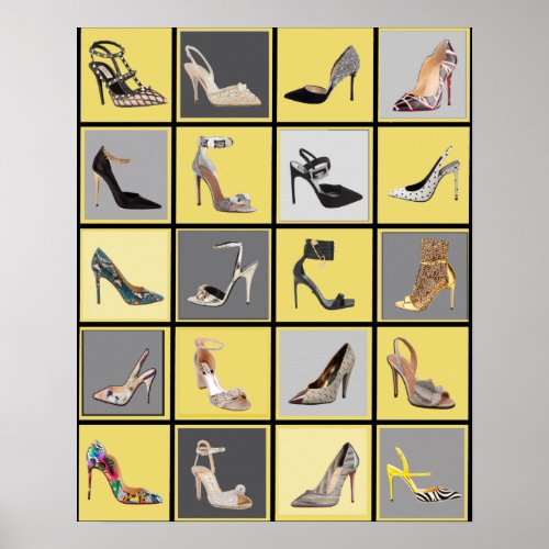 High Heel Shoes Collage Stiletto Poster