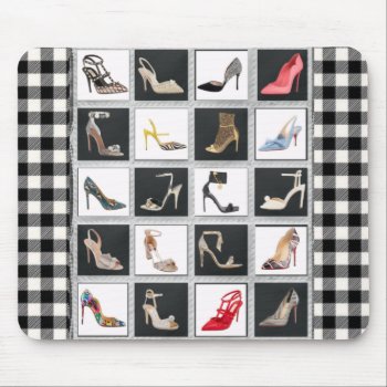 High Heel Shoes Collage Stiletto Quilt  Black Mouse Pad by Lorriscustomart at Zazzle