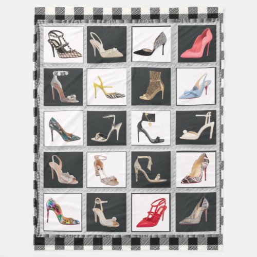 High Heel Shoes Collage Stiletto Quilt Blanket