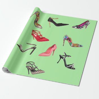 High Heel Shoes Collage Stiletto Wrapping Paper by Lorriscustomart at Zazzle