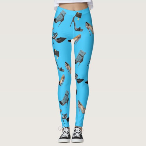 High Heel Shoes Collage Stiletto Yoga Leggings