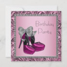 High Heel Shoes Hot Pink Black Birthday Party Invitation | Zazzle.com