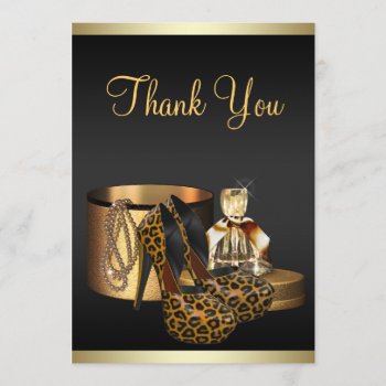 High Heel Shoes Leopard Gold Thank You Card by Champagne_N_Caviar at Zazzle