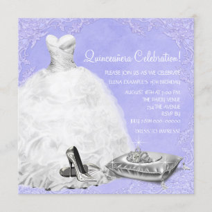 High Heel Shoes Purple Princess Quinceanera Invitation