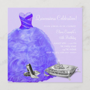 High Heel Shoes Purple Princess Quinceanera Invitation