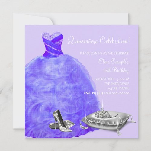 High Heel Shoes Purple Princess Quinceanera Invitation