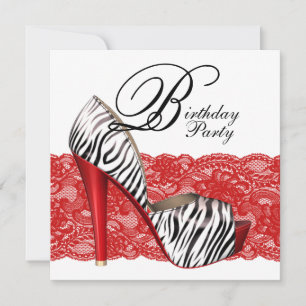 High Heel Shoes Red Zebra Party invitations