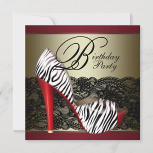 High Heel Shoes Red Zebra Party invitations
