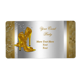 High Heel Shoes Silver Gold Event Label