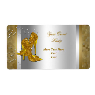 High Heel Shoes Silver Gold Event Label