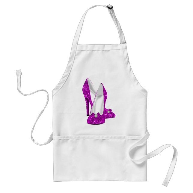High Heel Shoes Stileto Glitter Pink Adult Apron (Front)