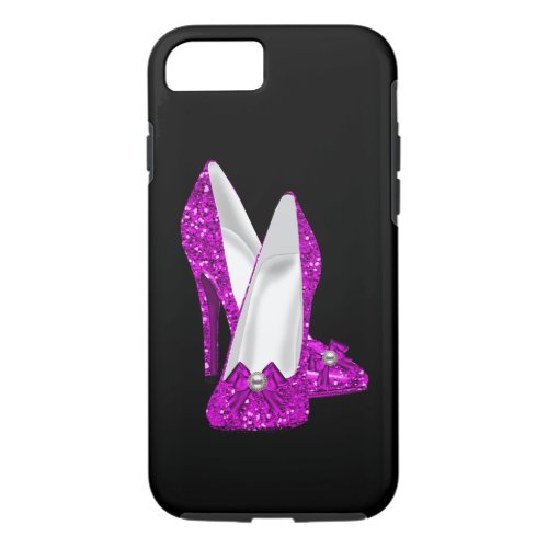 High Heel Shoes Stileto Glitter Pink iPhone 87 Case