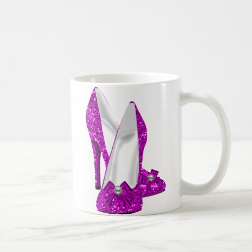 High Heel Shoes Stileto Glitter Pink Coffee Mug