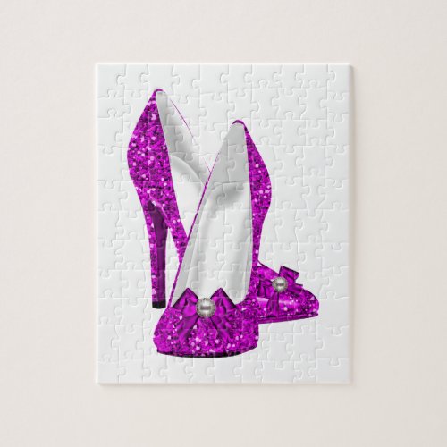 High Heel Shoes Stileto Glitter Pink Jigsaw Puzzle