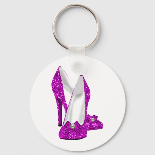 High Heel Shoes Stileto Glitter Pink Keychain