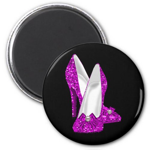 High Heel Shoes Stileto Glitter Pink Magnet