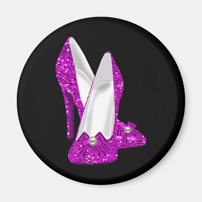 High Heel Shoes Stileto Glitter Pink Magnet (Front)