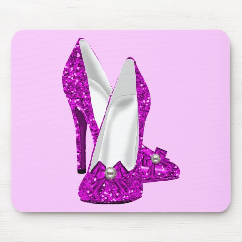 High Heel Shoes Stileto Glitter Pink Mouse Pad