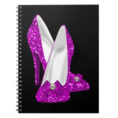 High Heel Shoes Stileto Glitter Pink Notebook