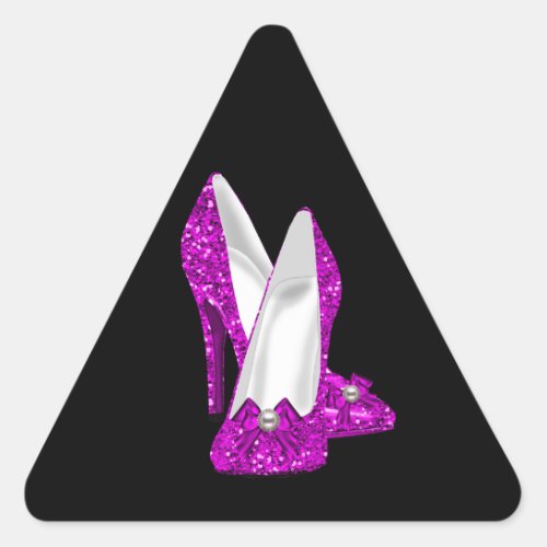 High Heel Shoes Stileto Glitter Pink Triangle Sticker