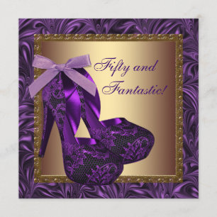 High Heel Shoes Womans Purple Birthday Party Invitation