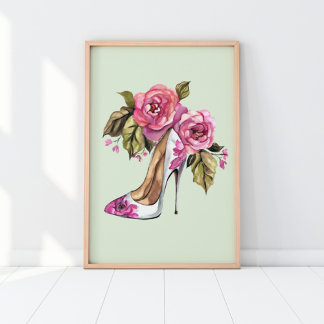 High heel with flowers poster