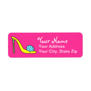 High Heeled Stiletto Shoe Pink Address Label
